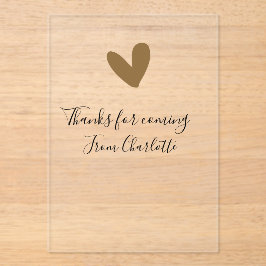 来てくれてありがとう - 名前 - テキストメッセージ - ゴールドハート アクリル招待状