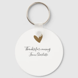 来てくれてありがとう - 名前 - テキストメッセージ - ゴールドハート キーホルダー