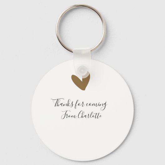 来てくれてありがとう - 名前 - テキストメッセージ - ゴールドハート キーホルダー (正面)