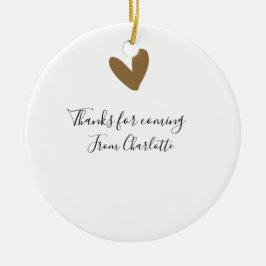 来てくれてありがとう - 名前 - テキストメッセージ - ゴールドハート セラミックオーナメント