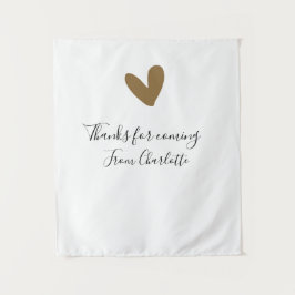 来てくれてありがとう - 名前 - テキストメッセージ - ゴールドハート タペストリー