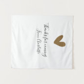 来てくれてありがとう - 名前 - テキストメッセージ - ゴールドハート タペストリー (正面(横))