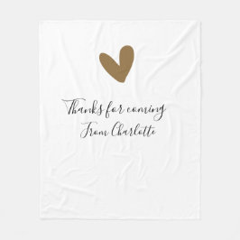 来てくれてありがとう - 名前 - テキストメッセージ - ゴールドハート フリースブランケット