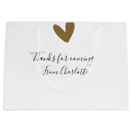 来てくれてありがとう（名前） テキストメッセージ ゴールドハート ラージペーパーバッグ