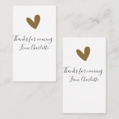 来てくれてありがとう - 名前 - テキストメッセージ - ゴールドハート 名刺 (正面/裏面)