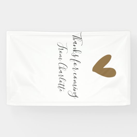 来てくれてありがとう - 名前 - テキストメッセージ - ゴールドハート 横断幕 (横)