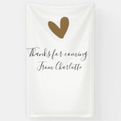 来てくれてありがとう - 名前 - テキストメッセージ - ゴールドハート 横断幕 (縦)