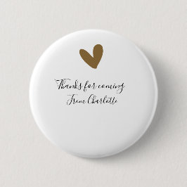 来てくれてありがとう - 名前 - テキストメッセージ - ゴールドハート 缶バッジ
