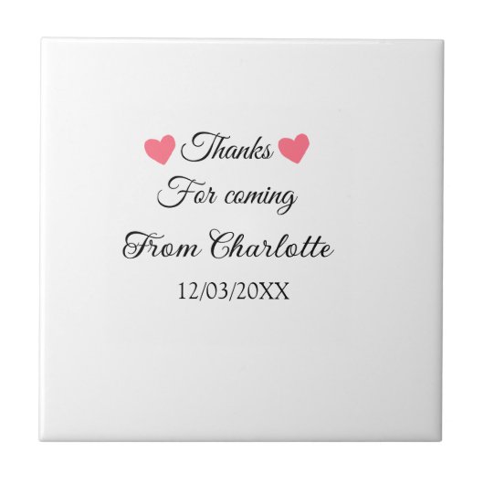 来てくれてありがとう + 名前 テキストメッセージ タイル (正面)