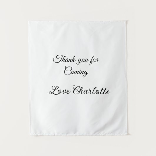 来てくれてありがとう + 名前 テキストメッセージ タペストリー (正面)