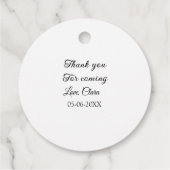 来てくれてありがとう + 名前 テキストメッセージ フェイバータグ (裏面)