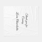 来てくれてありがとう + 名前 テキストメッセージ フリースブランケット (正面(横))