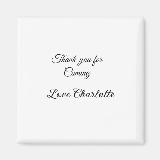 来てくれてありがとう + 名前 テキストメッセージ マグネット (正面)