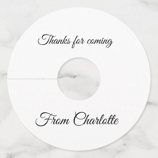 来てくれてありがとう + 名前 テキストメッセージ ワイングラスタグ (正面)