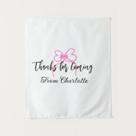 来てくれてありがとう(名前) テキスト メッセージ ピンクの蝶ネクタイ f タペストリー