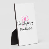 来てくれてありがとう 名前 テキスト メッセージ ピンクの蝶リボン f フォトプラーク (側面)