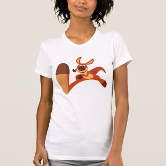 「来の!!」 かわいい漫画カンガルー女性Tシャツ Tシャツ
