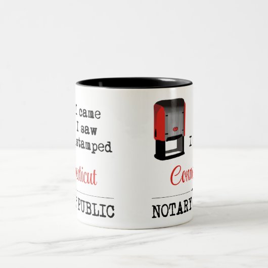 来は、スタンプされた公証人コネチカットを見た ツートーンマグカップ (中央)