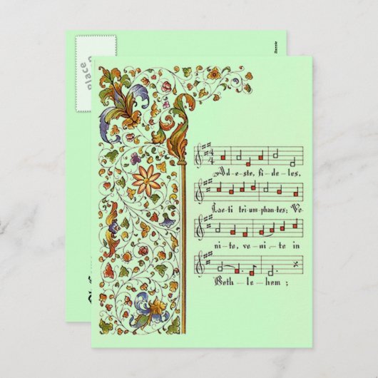 来られるクリスマスの挨拶の郵便はがきのadesteのfideles oh シーズンポストカード (正面/裏面)