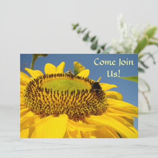 来られる私達を結合して下さい! パーティの招待状のイベントのヒマワリ 招待状 (スタンド正面)
