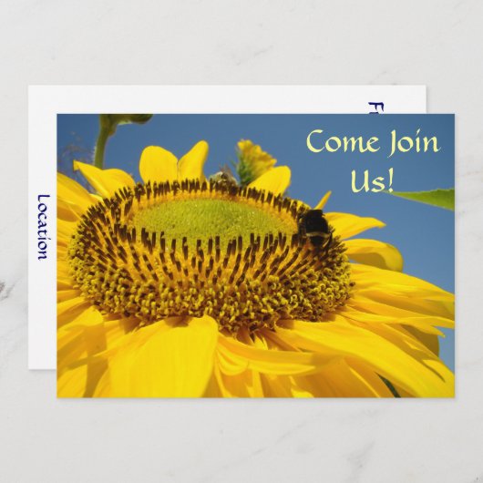 来られる私達を結合して下さい! パーティの招待状のイベントのヒマワリ 招待状 (正面/裏面)