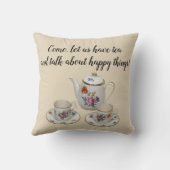 来られる、私達を食べ、茶を幸せな事述べています許可して下さい クッション (裏面)