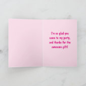 来ることとあなたのギフトを私のパーティーへのありがとう サンキューカード (内部)