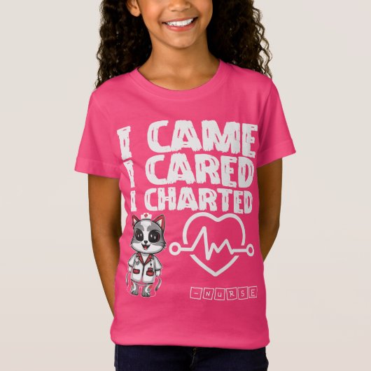 来キャット気にチャートドナース猫 Tシャツ (正面)