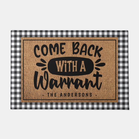 来パーソナライズされた令状を持って戻る ドアマット (正面)
