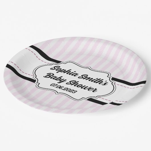 来ベビーでパーティーピンクと黒の人形に行く ペーパープレート (アングル)