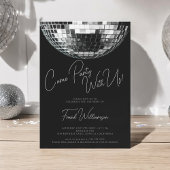 来モダン黒ディスコのボール誕生日 招待状