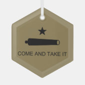 来取れ！テキサス州州戦闘旗 ガラスオーナメント (正面)