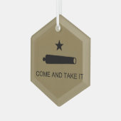 来取れ！テキサス州州戦闘旗 ガラスオーナメント (正面左)