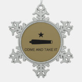 来取れ！テキサス州州戦闘旗 スノーフレークピューターオーナメント (正面)