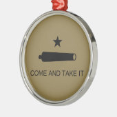 来取れ！テキサス州州戦闘旗 メタルオーナメント (左)