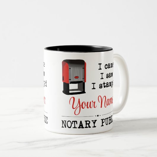 来名公証印紙を押しカスタマイズた ツートーンマグカップ (正面右)