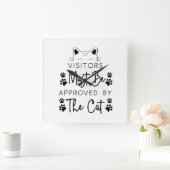 来場者は猫ことわざ スクエア壁時計 (ホーム)