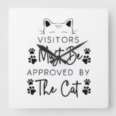 来場者は猫ことわざ スクエア壁時計 (正面)