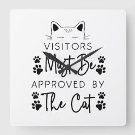 来場者は猫ことわざ スクエア壁時計