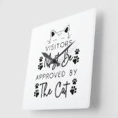 来場者は猫ことわざ スクエア壁時計 (傾斜)