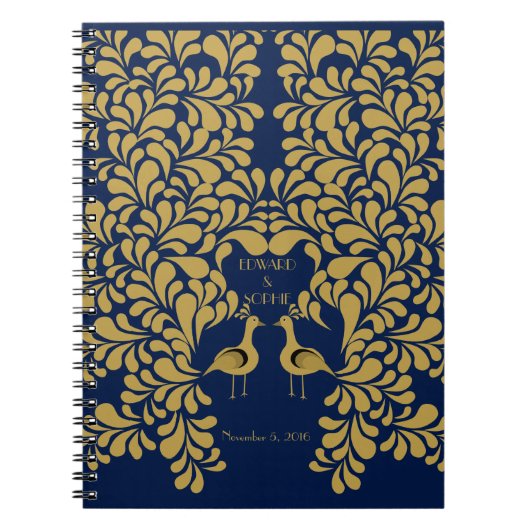 来客名簿を結婚しているアールデコの孔雀1920年 ノートブック (正面)