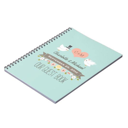 来客名簿を結婚しているモノグラムのな水愛鳥 ノートブック (左側)