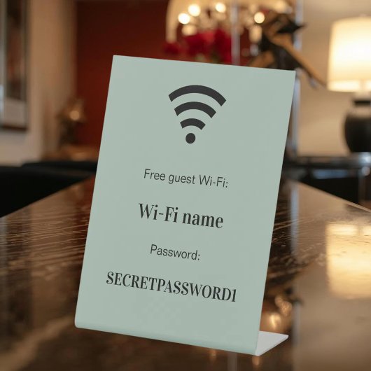 来客用Wi-Fiネットワークパスワード セージグリーン 台座サイン