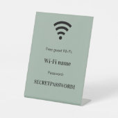 来客用Wi-Fiネットワークパスワード セージグリーン 台座サイン (正面)