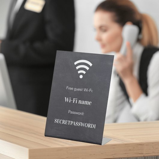 来客用WiFiネットワークパスワード黒板 台座サイン