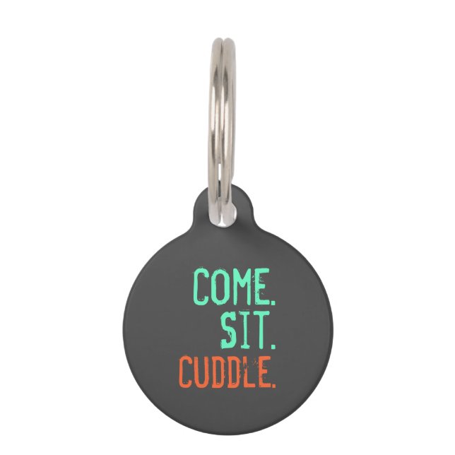 来座れ。寄せ集め。-サンゴとティール（緑がかった色） ペット　ネームタグ (正面)