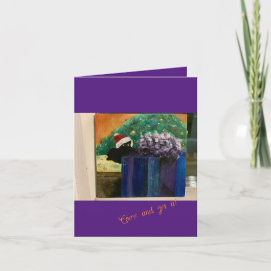 来手に入れろ!クリスマス子猫ブラックキャットカード シーズンカード (正面)