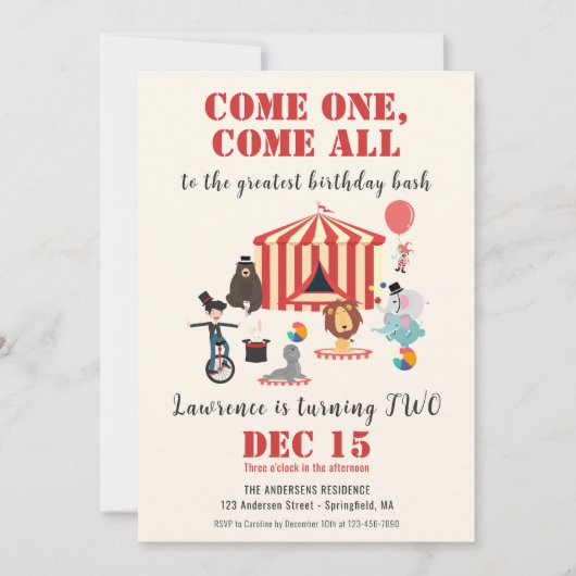 来来全モダン回路カーニバル誕生日 招待状 (正面)