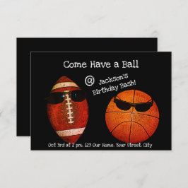 来球を持つ、スポーツ誕生日 招待状