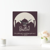 来祈りの言葉へحي على الصلاة スクエア壁時計 (ホーム)